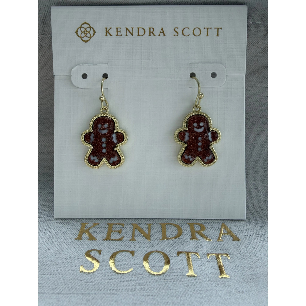 Kendra Scott Gingerbread Gold Drop earrings holiday cookies charm jewelry